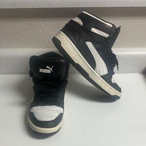 Puma Kids Black and White High-Top Sneakers